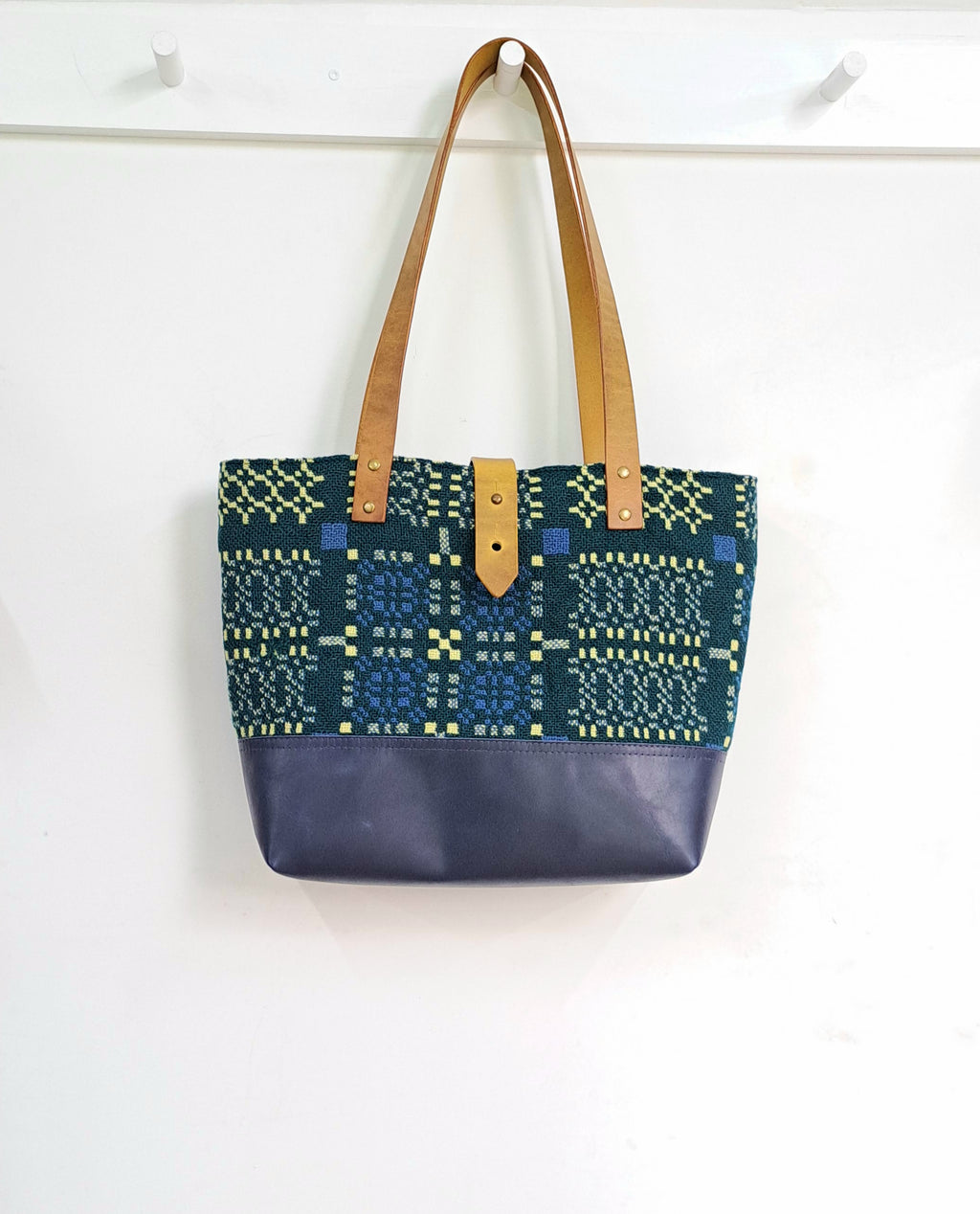Leather & Welsh Wool Tote - Haf & Navy