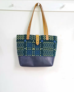 Leather & Welsh Wool Tote - Haf & Navy