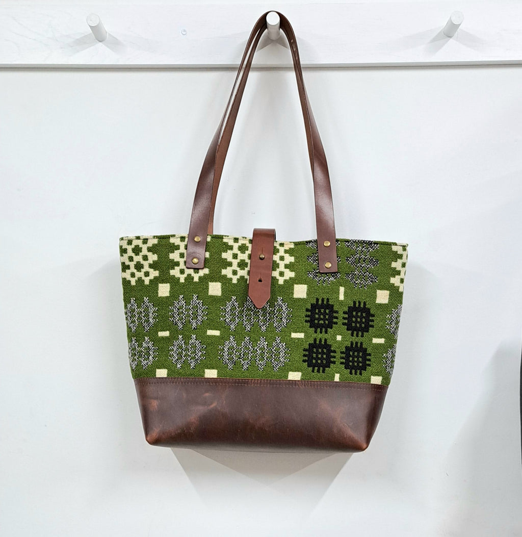 Leather & Welsh Wool Tote - Hydref