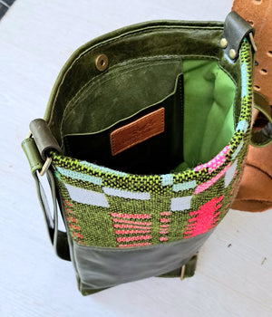 Leather & Welsh Wool Messenger - Moss