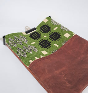 Leather & Welsh Wool Messenger - Hydref & Chestnut