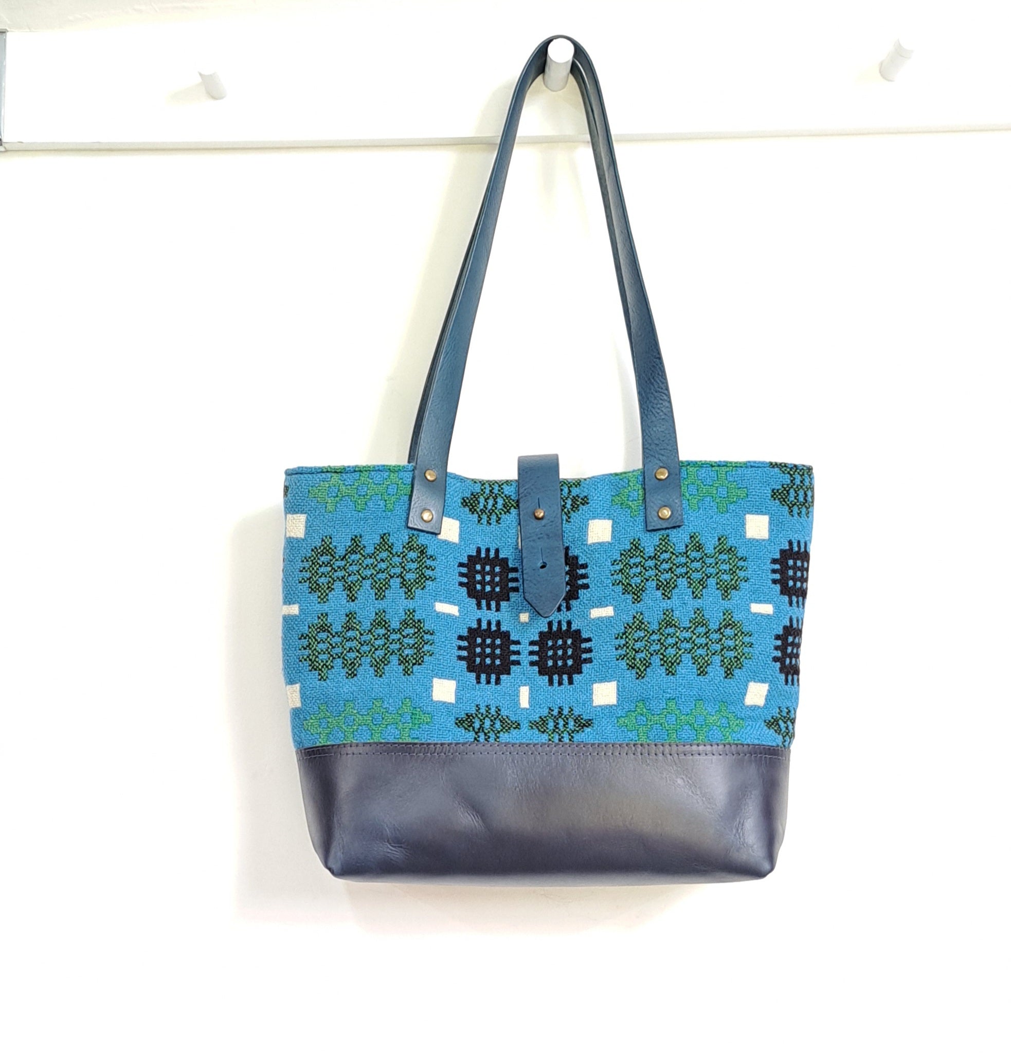 SALE Leather & Welsh Wool Tote - Llyn Glas I