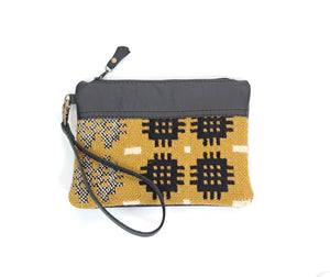 Leather & Welsh Wool Purse - Mustard