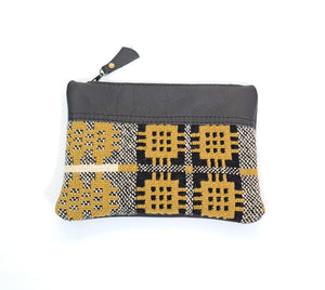 Leather & Welsh Wool Purse - Mustard