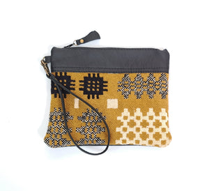 Leather & Welsh Wool Purse - Mustard