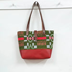 Leather & Welsh Wool Tote - Ruby