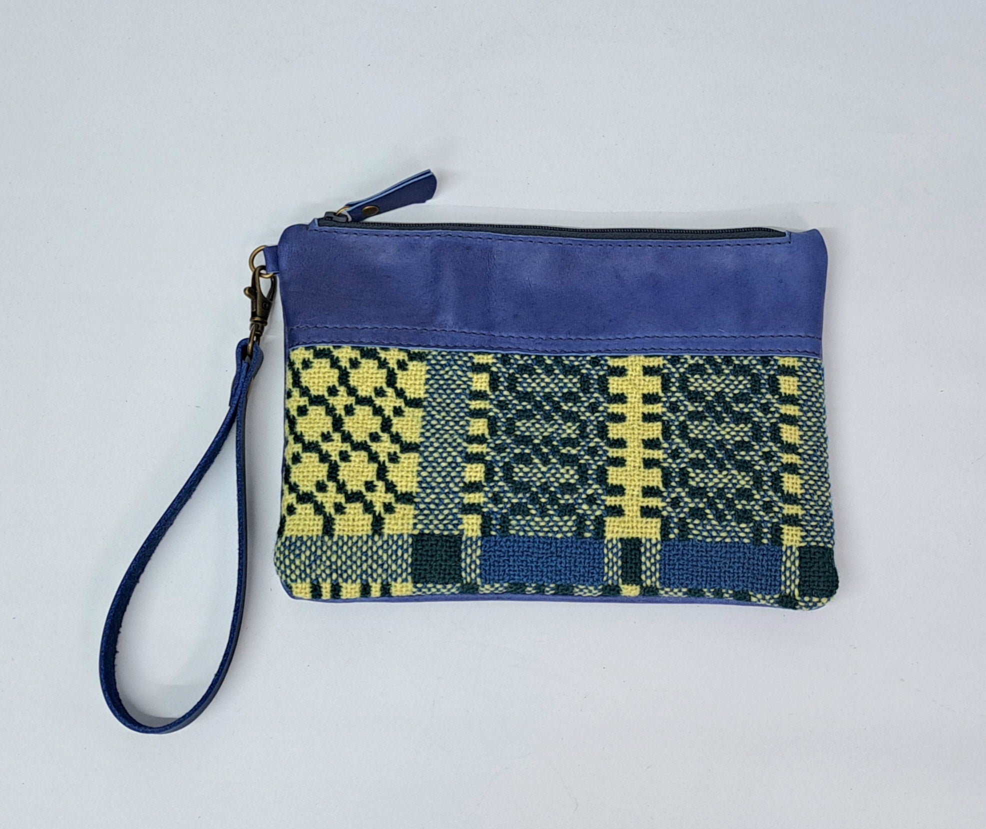 Leather & Welsh Wool Purse - Glas