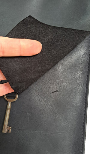 SALE Raw Edge Leather Bag with Vintage Key Detail - Black