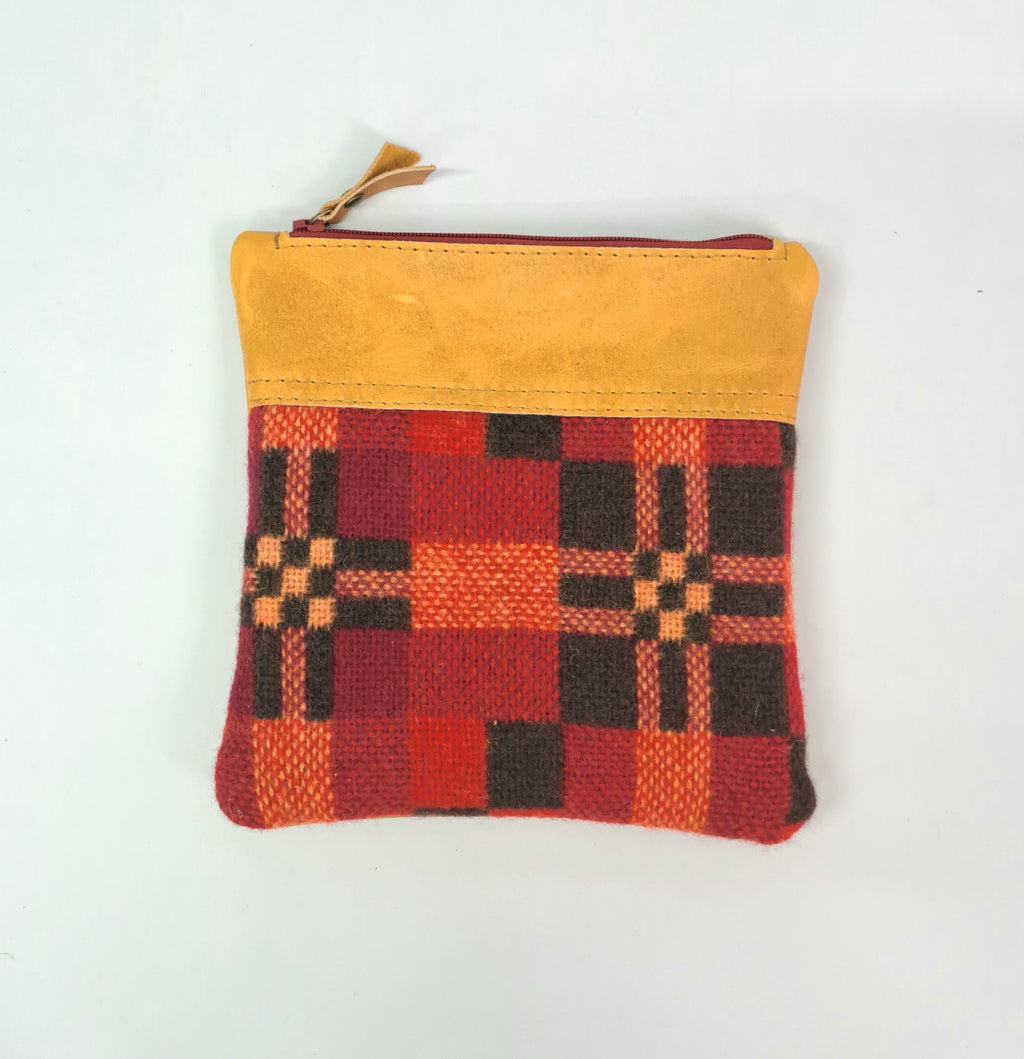 Leather & Welsh Wool Purse - Winter Sun