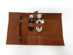 Handmade Leather Cable Organiser - Coterie Leather Bags