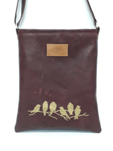 Leather Messenger Bag - Golden Birds - Coterie Leather Bags