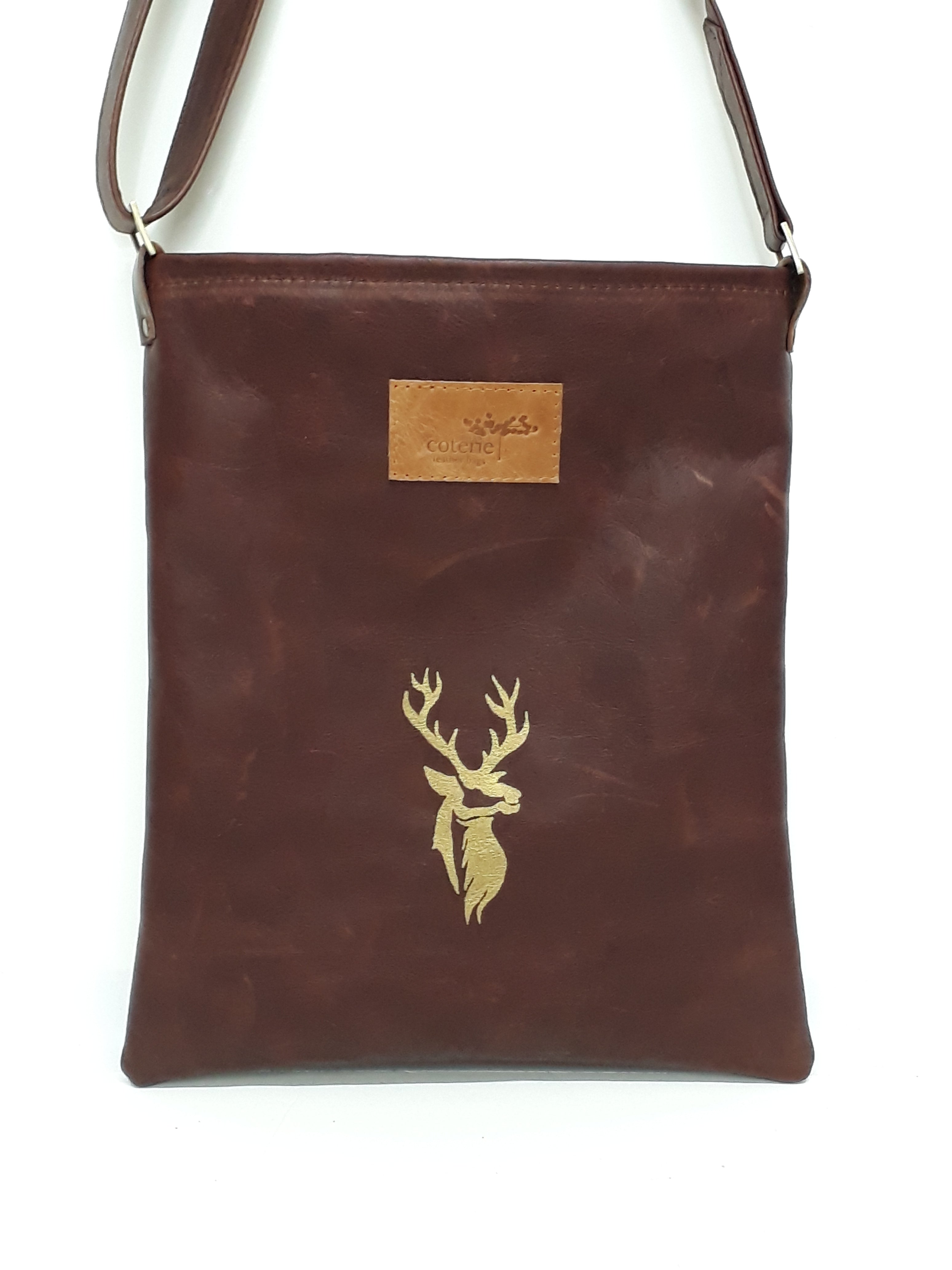 Leather Messenger Bag - Golden Stag - Coterie Leather Bags