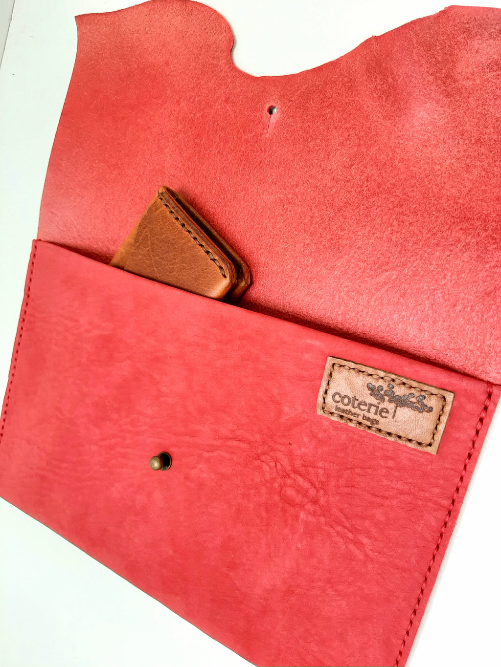 Raw Edge Clutch Purse - Red - Coterie Leather Bags