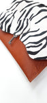 Safari Clutch Bag with Vintage Key Detail - Zebra & Tan