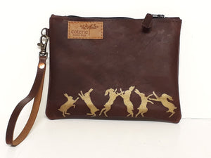 Boxing Hares Leather Purse - Coterie Leather Bags