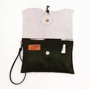 Raw Edge Leather Clutch Purse with Vintage Key Detail - Cowhide - Coterie Leather Bags